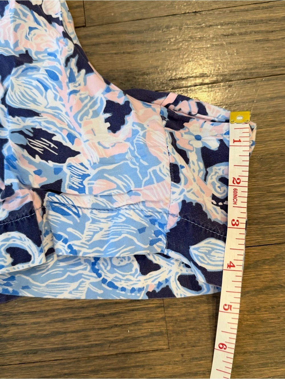 Lilly Pulitzer Katia Shorts Drawstring Floral Navy Pink Medium Preppy - Picture 4 of 6